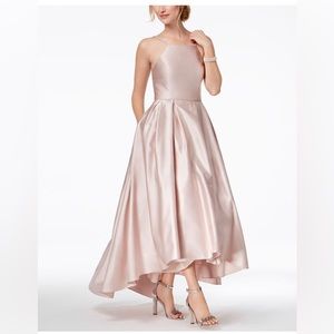 Elegant Pink Satin Evening Gown